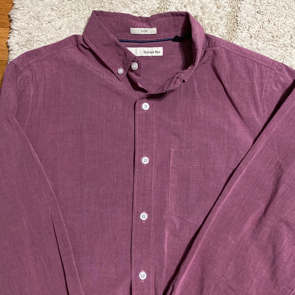 Hawker Rye slim fit Maroon button down - Picture 3 of 3